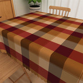Lofaris Plaid Brown Red Waterproof Restaurant Tablecloth